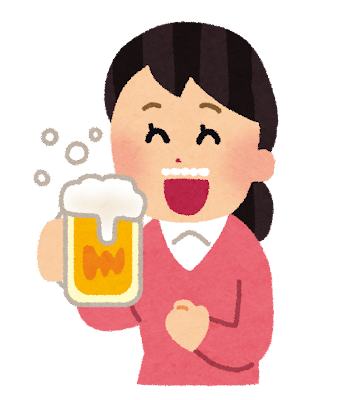 ビールを飲む女性のイラスト