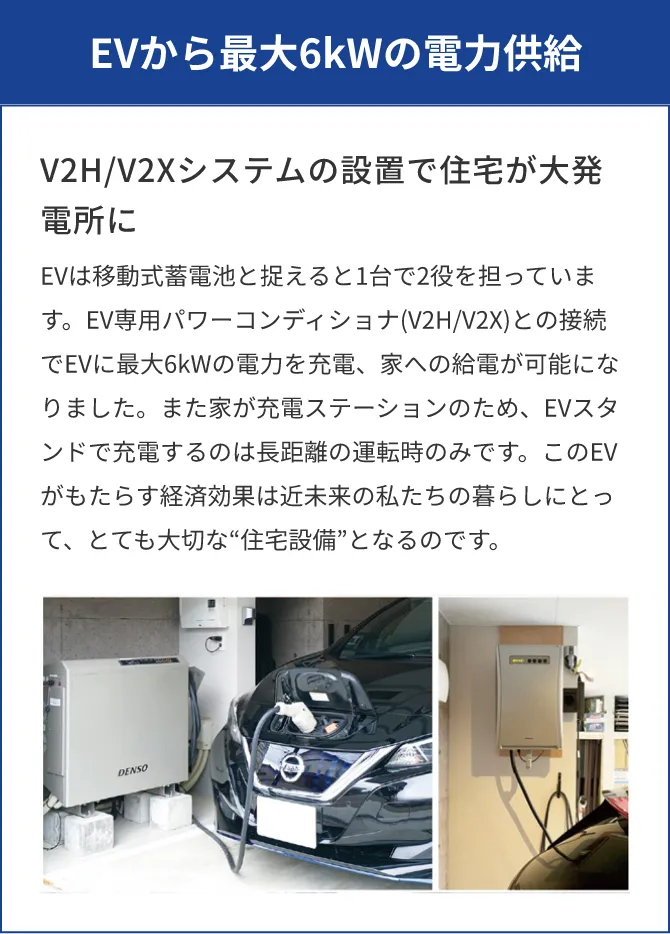 EVから最大6kWの電力供給
